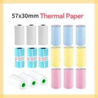 3 Rolls Printable Thermal Paper Rolls White Color Photo Label Sticker 57*30mm for Thermal Printer PeriPage A6 A9 PAPERANG P1 P2