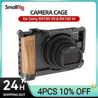 SmallRig Cage for Sony RX100 VII &amp; RX100 VI Camera Feature w/ Wooden Side Handle Cold Shoe Mount Fr Microphone DIY Options 2434