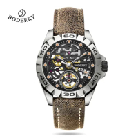 Boderry Skeleton Titanium Watches Automatic Mechanical Wristwatches Urban Men's Waterproof Luxury Watch for Men Sapphire Clock