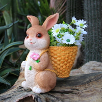 可愛兔子多肉花盆陽臺布置花園植物盆栽花器戶外庭院創意裝飾擺件