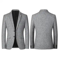 Temperament Suit Jacket Turndown Collar Streetwear Handsome Pockets Suit Coat Outwear Men Blazer for Wedding