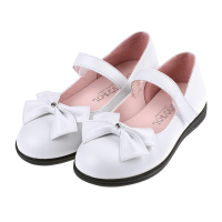 【布布童鞋】簡單有鑽蝴蝶結白色公主鞋學生鞋(K3A123M)