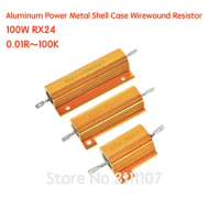 100W RX24 Aluminum Power Metal Shell Case Wirewound Resistor RX24 0.01~100K 0.05 0.1R 0.15 2 4 6 8 10 20 100 150 200 500 1K ohm
