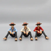 Anime One Piece 9cm Monkey D Luffy Figure Model Toys Sabo Ace Doll Cake Car Decoration Collection Doll