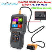 HUMZOR NC610 Code Reader 12/24V Car Truck J1939 OBD2 OBD 2 Auto Scanner Tool OBDII Car Diagnostic Tool Battery Analysis PK NC601