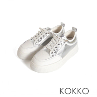 【KOKKO 集團】極度輕量簡約厚底休閒鞋(銀色)