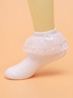 女童蕾絲襪 女童花邊襪春秋薄款兒童襪子純棉拉丁白色公主襪女孩寶寶蕾絲短襪 BBJH