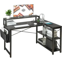 Laptop Stand Writing Study Table for Home Office L Shaped Desk With Storage Shelves Black Freight Free Gamer Chair Furniture