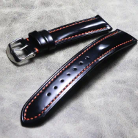 Handmade Italian Leather Black 18mm 19mm 20mm 21mm 22mm Vintage Leather Watch Strap Watch Band for Samsung Huawei IWC Watchbands