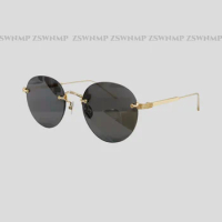 Sell 2024 New Oval Rimless Cut Lens Small Sunglasses Women Men Brand Designer Top Quality Metal Round Frame Pilis Uv400 Glasses