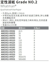 《Whatman®》定性濾紙 Grade NO.2 QualitativeFilterPaper