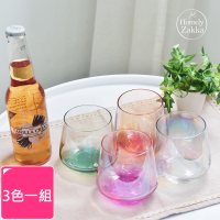 【Homely Zakka】創意炫彩玻璃杯/酒杯/果汁杯360ml_3色一組(炫彩紅+炫彩黃+炫彩綠)