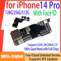 Original Mainboard for iPhone 14 Pro Motherboard With Face ID 128g 256g Unlocked No ID Account Logic Board 512g Plate USA