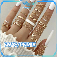 Gold Ring Set 22pcs Cincin Fashion Wanita Cincin Wanita Retro Cincin Wanita Silver Cincin Sepaket An