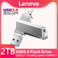Lenovo 2TB Lightning USB 3.0 Flash Drive For Iphone Ipad 14 Pro Max Android 1TB 128GB Pen Drive OTG Pendrive 2 In 1 Memory Stick