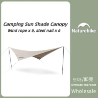 Naturehike Outdoor Portable Sun Shade Tent 3-4 Person Cotton Diamond Shaped Camping Awning Picnic Large Space Rainproof Tent