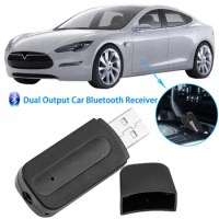 Dual Output Bluetooth Receiver Car Bluetooth Hands-free Handset Kit USB Bluetooth Car Audio Receiver A2DP Music Receiver Adapter