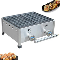 Commercial Non-stick Gas Fish Ball Machine Japanese Takoyaki Machine Octopus Ball Machine Fish Ball Furnace Double Plate