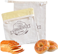Beeswax Bread Bags for Sourdough - Reusable Bread Bags for Homemade Bread (2 Pack) - XL Cotton Beesw