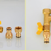 Gardening Irrigation Too1/2 Inch 2 Way Splitter Brass Water Hose Tap Quick Connector with Valve