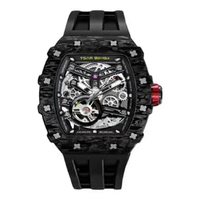 Jam Tangan Pria Tsar Bomba Elemental TB8208CF-38 Automatic Carbon Fiber Bezel Black Rubber Strap