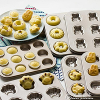 烘焙模具-卡通6/9/12連模貓爪甜甜圈馬芬小蛋糕杯DIY烤箱模具 烘焙工具器具