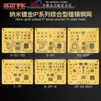 WL Nano Gold Plating BGA Reballing Stencil for IPHONE 5S 6G 6P 6S 6SP 7 7P 8 8P X XSMAX 11 12 13 Pro Max CPU IC Repair Template