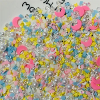 100g Simulation Cloud Pink Moon Clay Slices Romantic Themed Fake Diamond Mixed Sprinkles Slime Crafts Filling