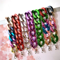 11pcs Metallic Color Acrylic Chain Bracelet for Women Men 2023 Trendy Colorful Curb Cuban Link Bracelets on Hand y2k Jewelry