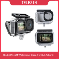 TELESIN 45M Waterproof Case For DJI Action3 Underwater Diving Housing Cover For DJI OSMO Action 3 Camera Accessory