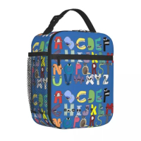 Villain Letter Abc Insulated Lunch Bags Boys Matching Evil Alphabet Lore Meal Container Thermal Bag Tote Lunch Box Beach Bags