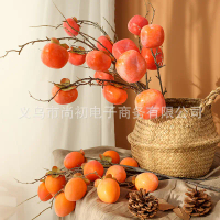 Artificial Persimmons, 8 Small Persimmons, Artificial Fruits, Fake Persimmons for Home Decoration, W