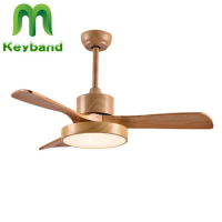52 Inch Solid Wood Ceiling Fan Light for Living Room Bedroom Wooden Blades 36W LED Tri-Color Change Fine Copper Motor