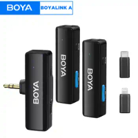 BOYA BOYALINK A Lavalier Wireless Microphone for for iPhone Android PC Smartphone DSLR Cameras Streaming Youtube Recording Vlog