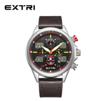 Extri Newest Classic Genuine Leather Band Seven Pointer Unique Movement Gifts Chronograph Watches Men Luxury Cheap Price Watches