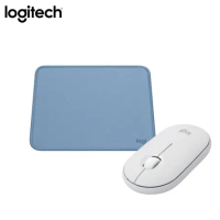 【Logitech 羅技】Pebble Mouse2 M350s 無線藍牙滑鼠(珍珠白) 搭 Mouse pad 滑鼠墊(典雅藍)*