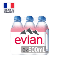 Evian Natural Mineral Water, 6 x 500ml