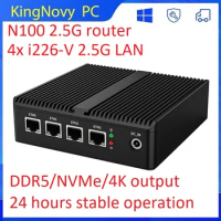 2.5G LAN Fanless Firewall Router 12th Gen Intel N100 4x i226-V N5105 N6000 J4125 NVMe Computer Barebone Mini PC Proxmox pfSense