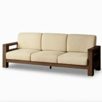 【橙家居·家具】/預購/加莫系列胡桃色三人位C款實木沙發 JM-A5069(預購品 木沙發 木框沙發 軟墊椅 客廳椅)