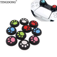 2 pcs Cat Paw Rubber Silicone Analog Thumb Sticks Grips Caps Cover for Dualshock 4 PS4 Pro Slim Controllers Accessories