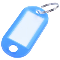 20 Pcs Key ID Label Tags Split Ring Keyring Keychain Blue Key Fobs ID Tags