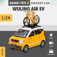 Miniatur Diecast 1:24 Wuling Mini EV / Air EV (Dapat Alas Mobil, Aksesoris Sepeda, Charging Station,
