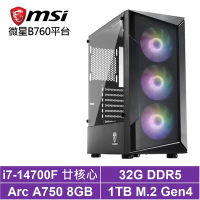 微星B760平台[鬩神星SD0C]i7-14700F/Arc A750/32G/1TB_SSD