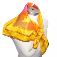 Vintage Totes Rain Scarf 1973 Yellow Multicolor Abstract Made In Japan JJ3807
