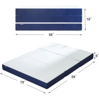 Portable Tri Folding Mattress, 6 inch Memory Foam, Mattress Topper with Breathable &amp; Washable Cover, Foldable Mattress Guest Bed