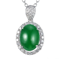 【DOLLY】14K金 緬甸冰種老坑綠A貨翡翠鑽石項鍊