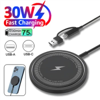 30W Magnetic Wireless Charger Fast Charging Pad Stand for iPhone 15 14 13 12 Pro Max Airpods PD Macsafe Phone Chargers Station