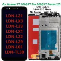 Original 5.99'' Y7 2018 LCD For Huawei Y7 Prime 2018 LCD Display With Frame Huawei Y7 Pro 2018 LDN-L21 L01Touch Screen Digitizer