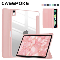 For IPad 10.9 Air4 Air5 With Pencil Holder Transparent Case For IPad 5/6/7/8/9/10th Funda Mini 6 Pro 11 12.9In Protective Cover