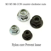 Left right hand thread Nut M3 M5 M6 nylon CCW Flange locknut black white znic plated hex counter-clockwise pitch Anti-loose